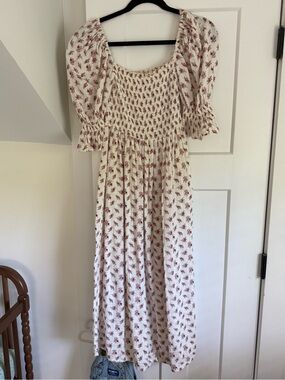 Nothing Fits But dress in white with pink rose floral